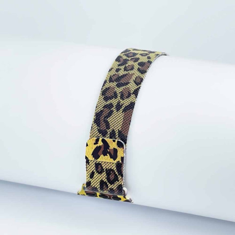 Ремешок для Apple watch 38/40/41mm Milanese Loop Band Brown Leopard